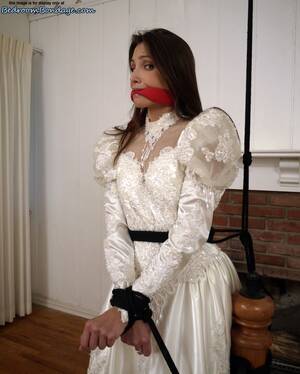 Celeste Porn Star Wedding - Brunette bride Celeste Star is ballgagged and tied up in her wedding dress  - PornPics.com