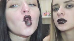 lipstick lesbian black porn - black lipstick makeout 9 - hotntubes.com