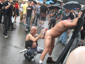 folsom naked whipping - The highlight of the whole day though, was watching this big burly tough  guy get spanked. He was getting spanked hard and his ass cheeks where  crimson.
