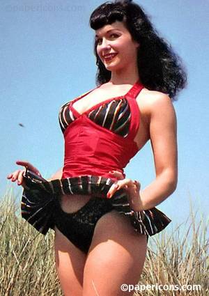 Bettie Page Garter Belt Porn - Bettie Page and Helicopter by Art Amsie