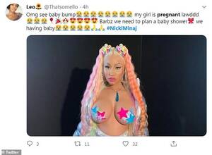 micki minaj lesbian porn shower - Nicki Minaj fuels pregnancy rumors once again as she posts sultry topless  snap with pasties on | Daily Mail Online