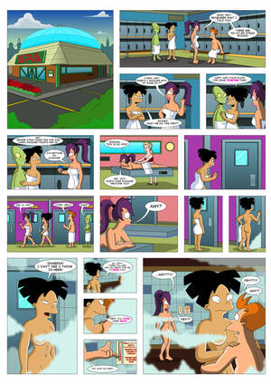 Futurama Porn Fry - Xbooru - amy wong comic futurama nude philip j. fry purple hair sauna  spider-matt text turanga leela | 630882