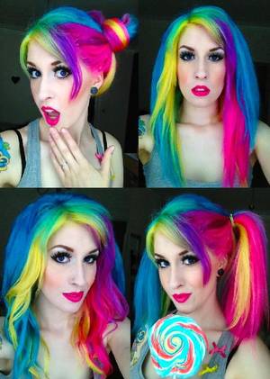 Bright Colored Porn - Sarah Stitches, hair, hair color, rainbow, rainbow hair