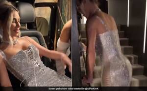 Kim Kardashian See Through Porn - Viral Video: Kim Kardashian Struggles To Walk In Sparkling Gown At Milan  Fashion Week