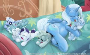 Mlp Trixie Porn - e621 2014 age_regression alicorn_amulet applejack_(mlp) bed bedroom belly  big_belly birth blue_eyes blue_feathers blue_fur