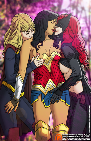Batman And Wonder Woman And Batgirl Porn - Rule 34 - 3girls alx (fuckit) amazon areolae batman (series) batwoman  bottomless skirt breast grab breasts curvy dc dc comics diana prince erect  nipples female female only female with female kara danvers