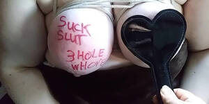 fat tits humiliated - Slave With Large Breasts Humiliated And Beat With Spiked Paddle HD SEX Porn  Video 3:42