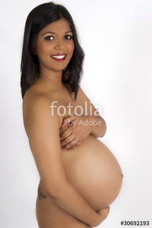 indian nudist naked - Sexy beautiful pregnant Indian woman in nude smiling
