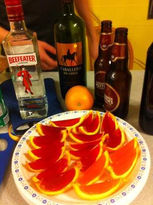 Drunk Jello - Vodka jello shots in orange wedges