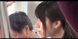 Cute Japanese School Porn - Cute Japanese school hottie ass rubbed upskirt in the metro