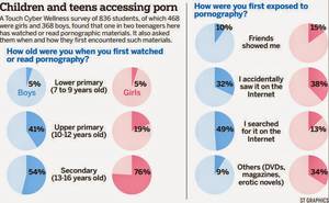 Boys First Sex Porn - ONE in two teenagers here has watched or read sexually explicit materials,  a poll has found, with some as young as seven when they were first exposed  to it.