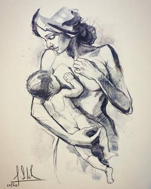 lactating tattooed - Breastfeeding / mother and baby tattoo L'oiseau