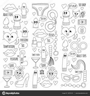 black temptation sex - Doodle humorous sextoys for sex shop, internet shop Dildo, sex. love,  passion, temptation, video, porn, humorous sex shop toys Hand drawn pattern  â€” Vector ...