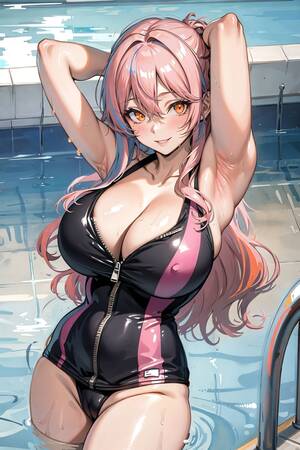 Anime Swimsuit Porn - Black/Pink Zipper Swimsuit - Anime Porn Vids