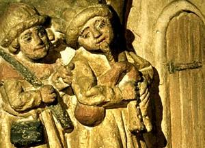 Medieval Art Ancient Porn - Detail from roof boss in Norwich Cathedral, shepherds arriving at the  stable of the nativity