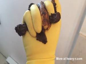 heavy rubber fisting - Rubber Glove Shit Squishing