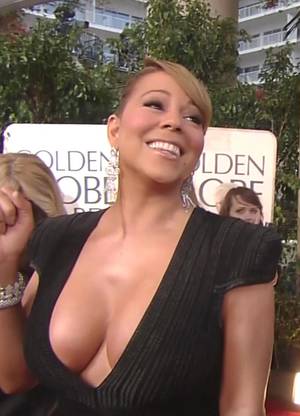 black girls big cleavage - Mariah Carey Nude Real | Mariah Carey - Mariah Carey massive big cleavage  in black dress