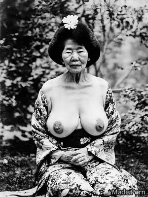 japanese vintage nudes - Porn image of vintage japanese 80 saggy tits geisha partially nude skinny  created by AI