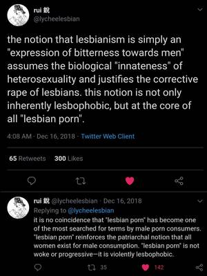 Men Lesbian - So called studies that purport to show that women are more likely to watch lesbian  porn are done by unscientific entities (e.g,Pornhub etc.) & are exclusive  of non-English nations. Also \