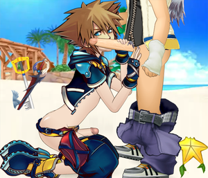 Kingdom Hearts Yaoi Porn - riku (kingdom hearts), sora (kingdom hearts), kingdom hearts, lowres,  2boys, beach, fellatio, handjob, huge penis, male focus, multiple boys,  oral, outdoors, penis, public indecency, yaoi - Image View - | Gelbooru -