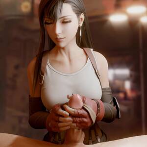 fantasy cgi handjob - Tifa Handjob - BulgingS