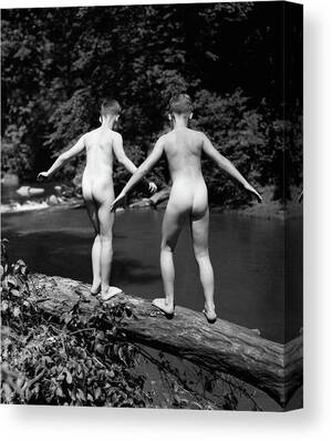 30s vintage ebony nudes - 1930s Rear View Pair Naked Skinny- Canvas Print / Canvas Art by Vintage  Images - Pixels