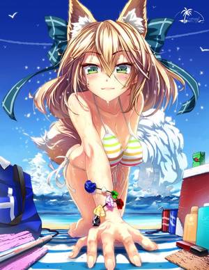 Anime Sexy Crawl - Anime picture with original glycyrrhizae long hair single tall image blush  looking at viewer light erotic breasts brown hair smile fringe green eyes  bare ...