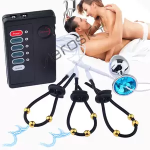 Male Estim Sex Toys - Electro E-stim Penis Ring Kit Shock Stimulation Anal Vaginal Plug Orgasm Sex  Toy | eBay