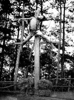 Crucifix Catholic Schoolgirl - A 25-year-old servant, Sokichi, was executed by crucifixion for murdering  his employer's son during the course of a robbery. He was affixed by tying,  ...
