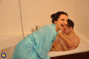 mature sex bath - Mature Caroline wants anal sex in the bathroom with her stepson - Mature.nl