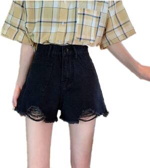 jeans shorts - NP Black Denim Shorts, Women's Summer Thin Exterior Wearing Waisted  Straight Tube Loose Porn Jeans at Amazon Women's Clothing store