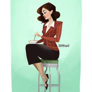 agent carter cartoon porn - Agent Peggy Carter stirring cup of tea fanart by Steph Lew