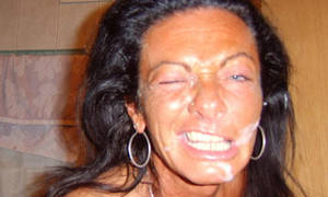 chubby amateur slut facial - big facial cumshot for a tanned milf wife