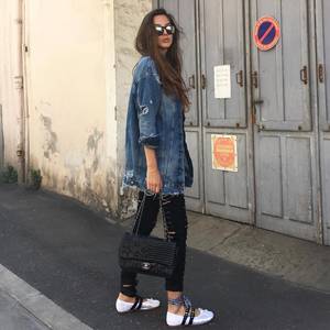 Jeans Ballet Flats Porn - Estelle Pigault wears Miu Miu ballet flats