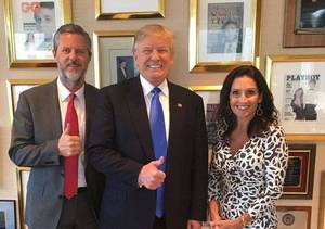 Liberty University Porn - Mr Falwell and his wife posed with Mr Trump after he met with religious  leaders