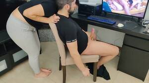 Mom Watching Porn While Fucking - Mature step mother jerks off her stepson while watching porn watch online