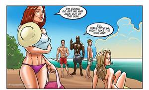 interracial beach scenes - Black porn cartoon scene with extremely hot stacked chicks on the beach
