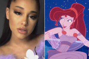 Ariana Grande Cartoon Porn Hentai - Ariana Grande morphs into Megara from 'Hercules' for Disney singalong