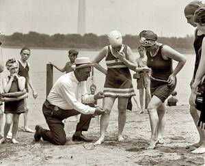 fat in nude beach - Beach Policeman: 1922 | Shorpy Old Photos | Framed Prints