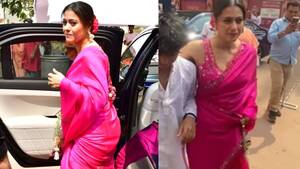 india kajol xxx - Kajol falls at Durga puja pandal; son Yug comes to her rescue. Watch |  Bollywood News - The Indian Express