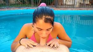 amateur teen pool - AMATEUR TEEN GIVES ME A BLOWJOB IN THE POOL - CUMSHOT IN MOUTH Porn Videos  - Tube8