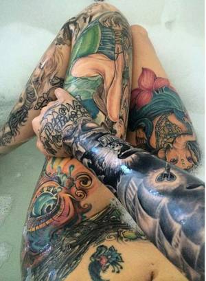 asian amateur milf tattoo - I just like leg tattoos. That ship tat is pretty sick as well