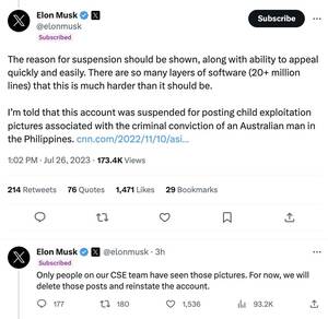 black porn delete - suspended for posting child porn? elon's got you fam: \