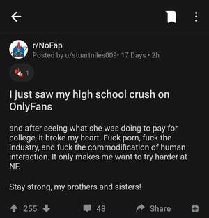 Fucked School - Posted by 17 Days I just saw my high school crush on OnlyFans and after  seeing what she was doing to pay for college, it broke my heart. Fuck porn,  fuck the