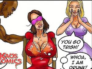 Blindfold Porn Comic - Horny blindfolded babe fed with black jizz in cartoon comic porn