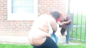 ghetto black granny - Fat ghetto grannies caught fighting outdoors | voyeurstyle.com
