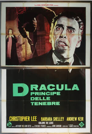 Italian Dracula Porn - Original Dracula: Prince Of Darkness (1966) movie poster in C8 condition  for $1500.00