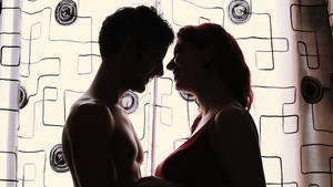 cam couple sex window - Young sexy naked heterosexual couple making love in front of windows - kiss  - HD stock