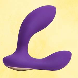 beginner anal play - Purple, multicolored, blue butt plugs on yellow background