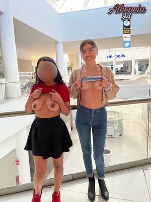my tits are public - My friend and i love to show our tits to the public and see their naughty